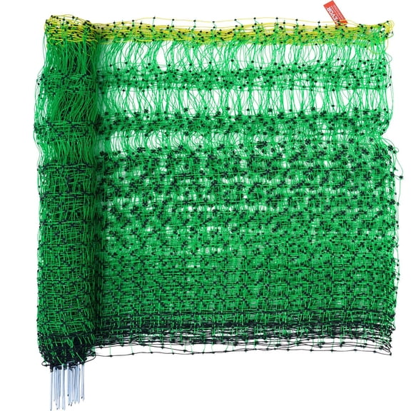 HCY Electric Fence Netting, 48" H x 168' L, PE Net Fencing Kit with Posts & Double-Spiked Stakes, Utility Portable Mesh for Chickens, Ducks, Geese, Rabbits, Used in Backyards, Farms, and Ranches