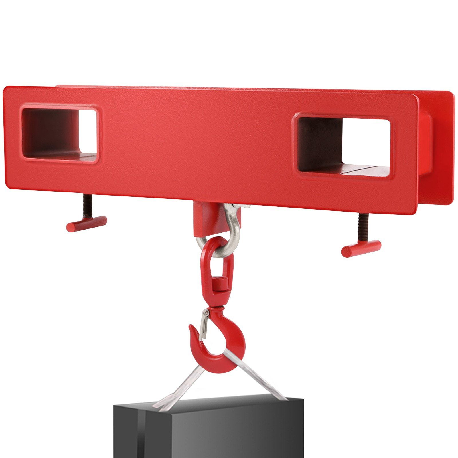 HCY Forklift Lifting Hook, 4400lbs Capacity Forklift Lifting Hoist, Red Forklift Mobile Crane with Swivel Hook and Two Large T-Screws, Hook Forklift Lifting Hoist, Fork Lifting Attachment