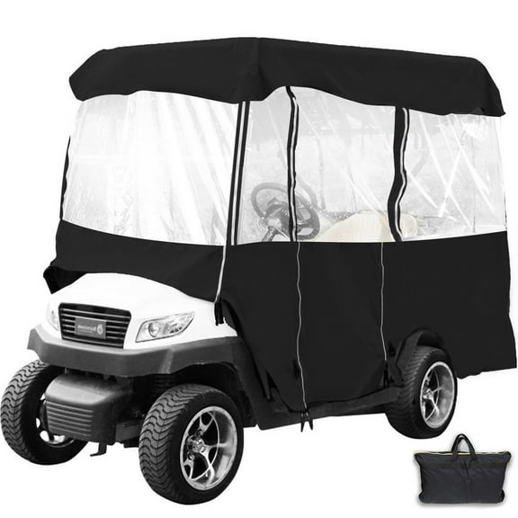 HCY Golf Cart Enclosure 86'', 4-Person Golf Cart Cover, 4-Sided Fairway Deluxe, 300D Waterproof Driving Enclosure with Transparent Windows, Fit for EZGO, Club Car, Yamaha Cart