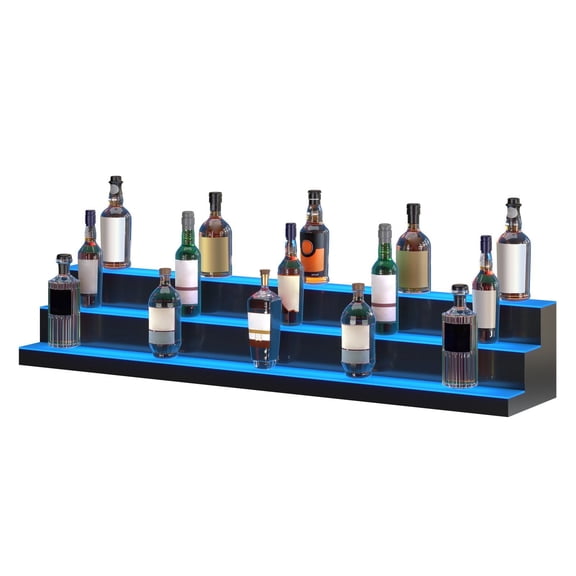 HCY LED Lighted Liquor Bottle Display Bar Shelf RF & App Control 60" 3-Step