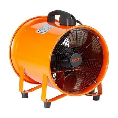 HCY Portable Ventilator, 10 inch Heavy Duty Cylinder Fan with 16.4ft Duct Hose, 380W Strong Shop Exhaust Blower 1893FM, Industrial Utility Blower for Sucking Dust, Smoke, Smoke Home/Workplace