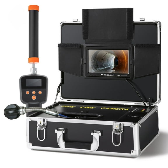 HCY Sewer Camera with 512Hz Locator, 131 ft/40 m, 7" Pipeline Inspection Camera with DVR Function, IP68 Camera with 12 Adjustable LEDs, A 16 GB SD Card for Sewer Line, Home, Duct Drain Pipe Plumbing
