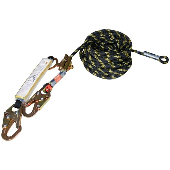 HCY Vertical Lifeline Assembly, 0.55'' x 100' Fall Protection Rope with 30 KN Breaking Tension, Polyester Roofing Rope with Steel Snap Hooks, Rope Grab, and Shock Absorber, ANSI Compliant