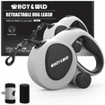 thumbnail image 1 of HCY&WLD Multifunctional Retractable Dog Leash with Dispenser & Poop Bags, 16 ft Durable Heavy Duty Dog Leash with Anti-Slip Handle for Dogs up to 110 lbs, 360° Tangle-Free, One Button Brake & Lock, 1 of 8