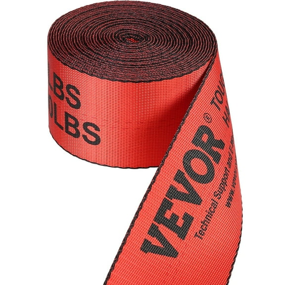 HCY Winch Straps, 4" x 30', 6000 lbs Load Capacity, 18000 lbs Breaking Strength, Truck Straps with Flat Hook, Flatbed Tie Downs Cargo Control for Trailers, Farms, Rescues, Tree Saver, Red (10 Pack)
