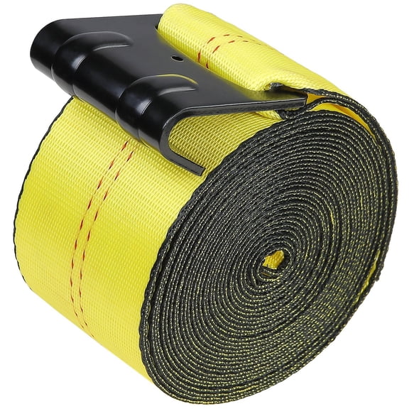 HCY Winch Straps, 4" x 40', 6000 lbs Load Capacity, 18000 lbs Break Strength, Truck Straps with Flat Hook, Flatbed Tie Downs Cargo Control for Trailers, Farms, Rescues, Tree Saver, Yellow (10 Pack)