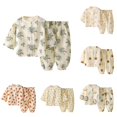 thumbnail image 1 of HCYSFG Boys Cartoon Print Outfit Sets 2 Piece Button Front Top And Jogger Pants Clothing Sets Round Neck Short Sleeve Matching Sets, 1 of 4