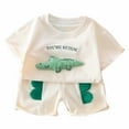 thumbnail image 1 of HCYSFG Boys Crocodile Applique Outfit Sets 2 Piece Short Sleeve Crewneck Clothing Sets T Shirt And Shorts Matching Sets, 1 of 5