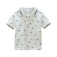 thumbnail image 1 of HCYSFG Boys Dinosaur Polo Tees Allover Animal Print Notch Neck Short Sleeve Striped Button Placket School Top Golf Shirt, 1 of 5
