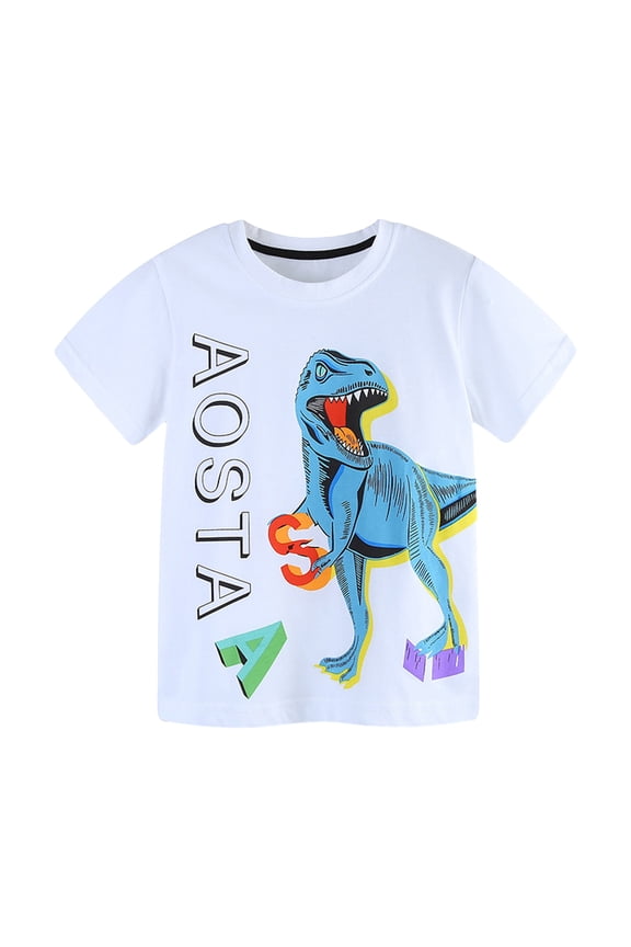 Boys Dinosaur T Shirts Roaring T Rex Letter Graphic Crewneck Short Sleeve Bold Cartoon Graphic Tees Casual Summer Tops