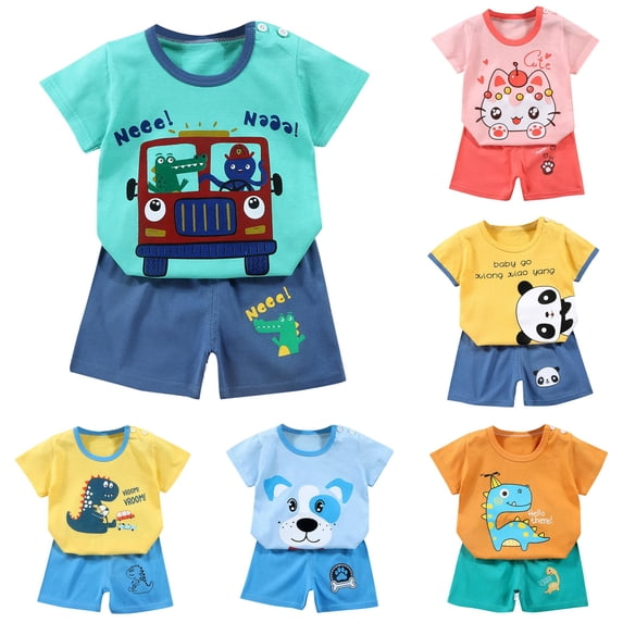 HCYSFG Boys Graphic Print Outfit Sets 2 Piece Crewneck Short Sleeve Elastic Waist Clothing Sets T Shirt And Shorts Matching Sets