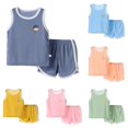 thumbnail image 1 of HCYSFG Boys Graphic Print Outfit Sets 2 Piece Crewneck Sleeveless Ribbed Tank Top And Shorts Clothing Sets Elastic Waist Matching Sets, 1 of 3