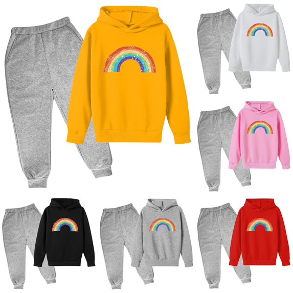 HCYSFG Boys Graphic Print Tracksuit Sets 2 Piece Hooded Long Sleeve Sweatsuit Sets Hoodie And Jogger Pants Elastic Waist Ribbed Cuffs Matching Sets