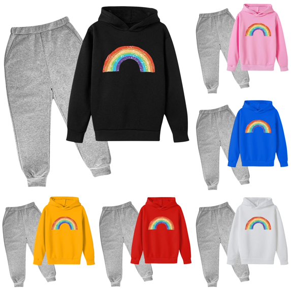 HCYSFG Boys Graphic Print Tracksuit Sets 2 Piece Hooded Long Sleeve Sweatsuit Sets Hoodie And Jogger Pants Elastic Waist Ribbed Cuffs Matching Sets