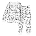 thumbnail image 1 of HCYSFG Boys Halloween Pajama Sets 2 Piece Ghost Pumpkin Print Crew Neck Long Sleeve Shirt Elastic Waist Pants Kids Lounge Outfit Sleepwear, 1 of 5