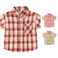 thumbnail image 1 of HCYSFG Boys Plaid Shirt Button Front Notch Neck Short Sleeve Chest Pocket Loose Fit Classic Casual Top Summer Dress Shirt, 1 of 4
