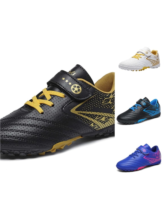 Boys Soccer Shoes TF Turf Cleats Adjustable Hook Loop Football Boots Anti Polyurethane Upper Athletic Training Sport Shoes