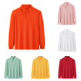 thumbnail image 1 of HCYSFG Boys Solid Color Polo Shirt Notch Neck Long Sleeve Two Button Placket Classic School Uniform Top Fall Golf Shirt, 1 of 4