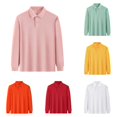 thumbnail image 1 of HCYSFG Boys Solid Color Polo Shirt Notch Neck Long Sleeve Two Button Placket Classic School Uniform Top Fall Golf Shirt, 1 of 8