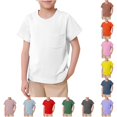 thumbnail image 1 of HCYSFG Boys Solid Color T Shirts Crewneck Short Sleeve Chest Pocket Regular Fit Basic Casual Tees Everyday School Summer Tops, 1 of 5