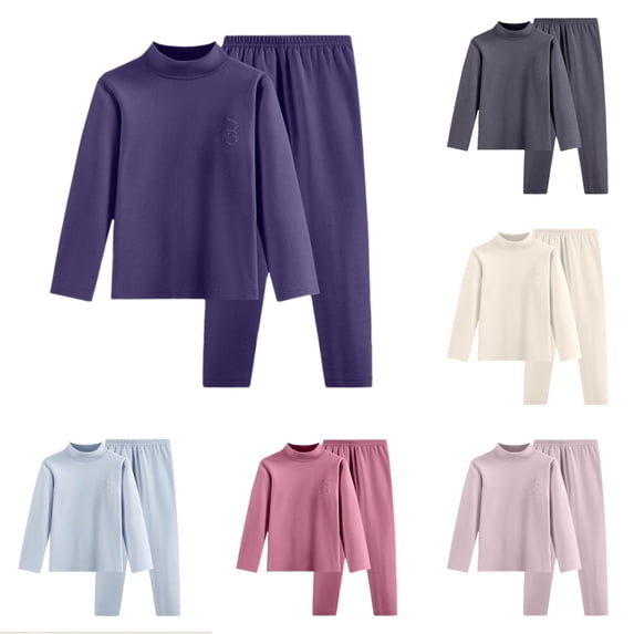 HCYSFG Boys Solid Color Thermal Underwear Sets 2 Piece Long Sleeve Mock Neck Base Layer Sets Thermal Top And Leggings Long Johns