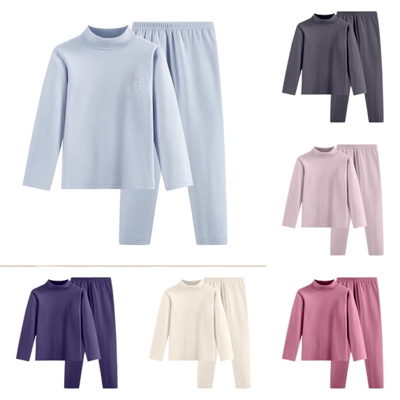 HCYSFG Boys Solid Color Thermal Underwear Sets 2 Piece Long Sleeve Mock Neck Base Layer Sets Thermal Top And Leggings Long Johns