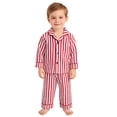 thumbnail image 1 of HCYSFG Boys Striped Pajama Sets 2 Piece Button Front Shirt And Pants Long Sleeve Notch Neck Lounge Set Contrast Piping Sleepwear Sets, 1 of 7