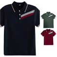 thumbnail image 1 of HCYSFG Boys Striped Polo Shirt Notch Neck Short Sleeve Three Button Placket Regular Fit School Uniform Top Preppy Golf Tees, 1 of 4