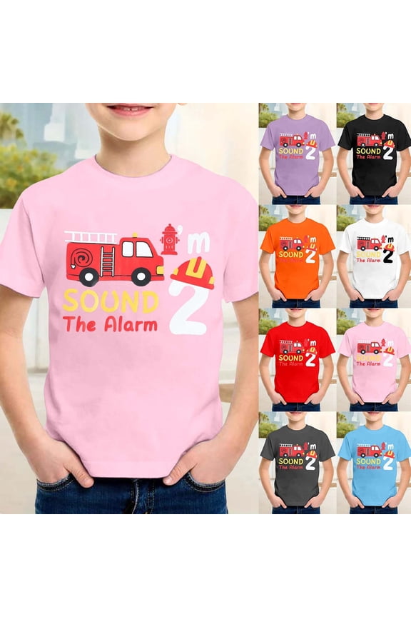 Boys Summer Crew Neck Tees Short Sleeve s Sports Racing Car Checker Flag Layout T-Shirts Fast Dynamic Child Apparel Top 3-13Years
