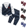 thumbnail image 1 of HCYSFG Boys Vest Formal Outfit Sets 3 Piece Collared Long Sleeve Button Front Shirt Button Vest And Pants Dress Clothes Sets Bow Detail Matching Sets, 1 of 4
