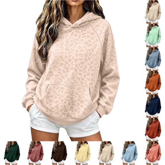 HCYSFG Cheetah Print Hoodies For Women Leopard Print Sweatshirts Hooded Long Sleeve Pullover Kangaroo Pocket Relaxed Fit Pullovers