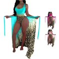 thumbnail image 1 of HCYSFG Cheetah Print Tankini Sets For Women Leopard Print 2 Piece Bathing Suits Scoop Neck Sleeveless Long Wrap Cover Up Swimwear, 1 of 6
