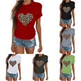 thumbnail image 1 of HCYSFG Cheetah Print Tops For Women Leopard Print T Shirts Crewneck Short Sleeve Heart Graphic Relaxed Fit Pullover Tees, 1 of 9