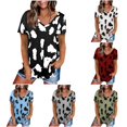 thumbnail image 1 of HCYSFG Cheetah Print Tops For Women Leopard Print T Shirts V Neck Short Sleeve Curved Hem Loose Fit Pullover Everyday Wear Tees, 1 of 5