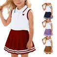 thumbnail image 1 of HCYSFG Girls 2 Piece Tennis Outfit Sets Summer Polo Sleeveless Top Pleated Skirt Suit Active Wear Turn Down Collar For 2-7Y, 1 of 7
