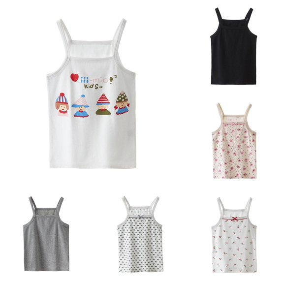HCYSFG Girls Assorted Print Tank Tops Square Neck Sleeveless Cherry Heart Cartoon Graphic Basic UnderTees Summer Camisoles