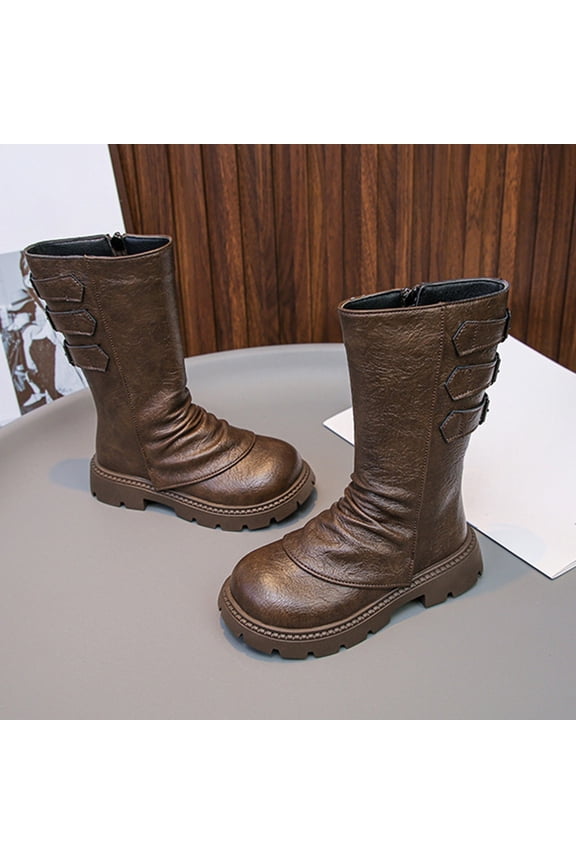 Girls Boots Minimalist Solid Color Cute Side Zipper Knee High Boots Soft Sole Fashion Comfortable Durable Long Riding Boots Kids Shoes