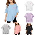 thumbnail image 1 of HCYSFG Girls Bow T Shirts Front And Back Ribbon Graphic Crewneck Short Sleeve Loose Fit Sweet Graphic Tees Everyday Summer Tops, 1 of 6