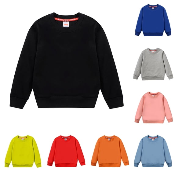 HCYSFG Girls Boys Back To School Sweatshirt Solid Color Long Sleeve Crewneck Pullover Casual Loose Fit Fall Winter Daily Basic Top