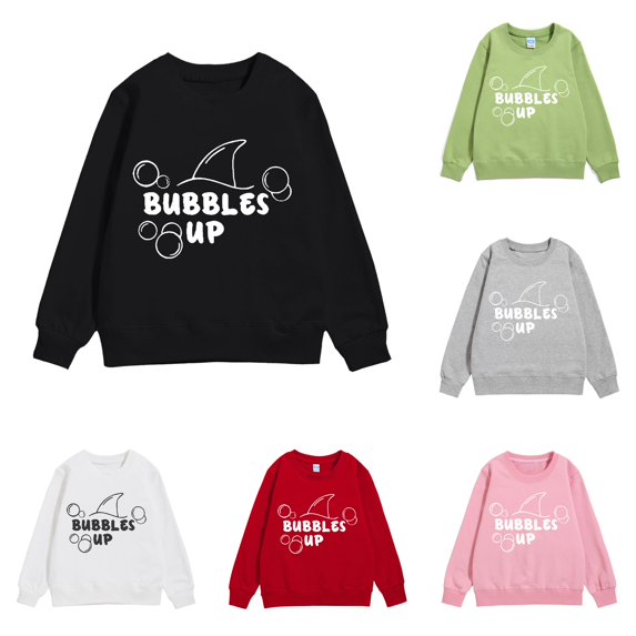 HCYSFG Girls Bubbles UP Sweatshirt Letter Print Long Sleeve Pullover Heavyweight Cozy Soft Everyday Winter Holiday Pullover Top
