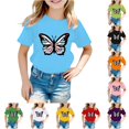 thumbnail image 1 of HCYSFG Girls Butterfly Graphic T Shirts Crewneck Short Sleeve Bold Insect Print Casual Graphic Tees Everyday Summer Tops, 1 of 4