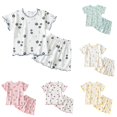thumbnail image 1 of HCYSFG Girls Cartoon Fruit And Floral Print Outfit Sets 2 Piece Lounge Set Round Neck Short Sleeve Top And Shorts Matching Sets, 1 of 3