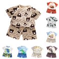 thumbnail image 1 of HCYSFG Girls Cartoon Graphic Outfit Sets 2 Piece Clothing Sets Crewneck Short Sleeve Raglan T Shirt And Shorts Matching Sets, 1 of 4