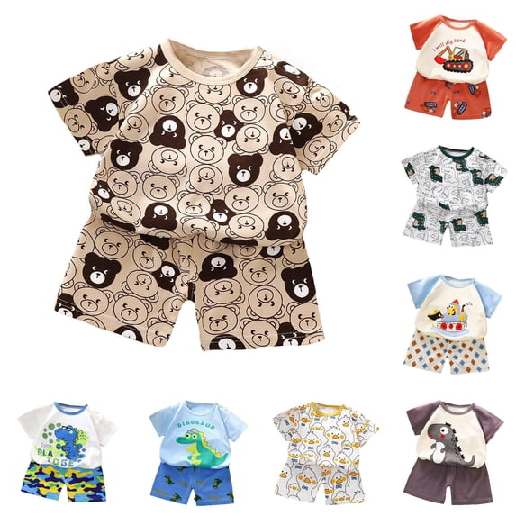 HCYSFG Girls Cartoon Graphic Outfit Sets 2 Piece Clothing Sets Crewneck Short Sleeve Raglan T Shirt And Shorts Matching Sets