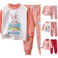thumbnail image 1 of HCYSFG Girls Cartoon Holiday And Animal Graphic Outfit Sets 2 Piece Crewneck Long Sleeve Lounge Set Top And Pajama Pants Elastic Waist Matching Sets, 1 of 3