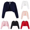 thumbnail image 1 of HCYSFG Girls Cropped Cardigan Sweater Open Front Long Sleeve Single Button Scalloped Dressy Shrug Party Knit Tops, 1 of 7