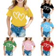 thumbnail image 1 of HCYSFG Girls Double Heart T Shirts Interlocking Outline Graphic Crewneck Short Sleeve Casual Graphic Tees Everyday Summer Tops, 1 of 5