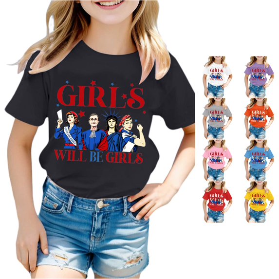 HCYSFG Girls Empowerment T Shirts Girls Will Be Girls Hero Graphic Crewneck Short Sleeve Inspirational Graphic Tees Summer Tops