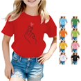 thumbnail image 1 of HCYSFG Girls Finger Heart T Shirts Hand Gesture Graphic Crewneck Short Sleeve Cute Casual Graphic Tees Everyday Summer Tops, 1 of 5