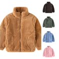 thumbnail image 1 of HCYSFG Girls Fleece Jackets Stand Collar Long Sleeve Full Zip Side Pockets Elastic Cuffs Relaxed Fit Winter Coat Warm Tops, 1 of 9